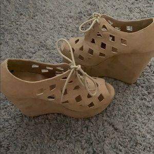 Tan suede wedges